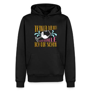 Trinken wir noch einen? Lustiger Spruch Funshirt - Männer Premium Bio Hoodie - Schwarz - Vorne - Nico (187cm)