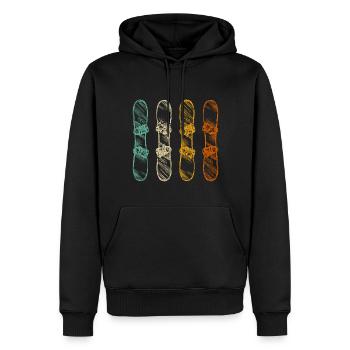 Retro Snowboard Snowboarder Vintage - Männer Premium Bio Hoodie - Schwarz - Vorne - Nico (187cm)