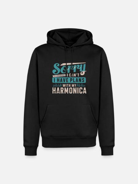 Harmonica Playing Gift - Men’s Premium Organic Hoodie - black