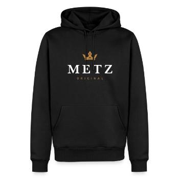 Logo original de la famille Metz - Sweat à capuche Premium bio Homme - noir - Devant - Nico (187cm)