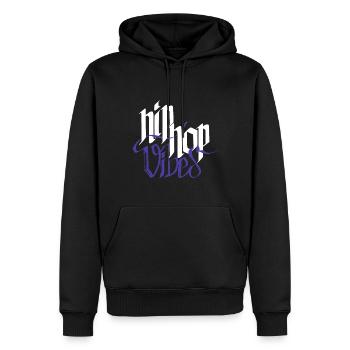 Hip Hop Vibes Manches Courtes HipHop Streetwear Blanc - Sweat à capuche Premium bio Homme - noir - Devant - Nico (187cm)