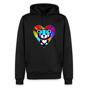 Mignon ours en peluche avec cœur en couleur - Sweat à capuche Premium bio Homme - noir - Devant - Nico (187cm)