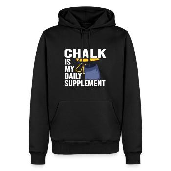 Klettern Bergsteiger Kletterhalle "kalk" - Männer Premium Bio Hoodie - Schwarz - Vorne - Nico (187cm)