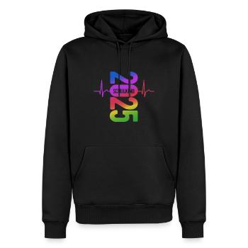 Schulkind 2025 - EKG - Puls - Einschulung - Männer Premium Bio Hoodie - Schwarz - Vorne - Nico (187cm)