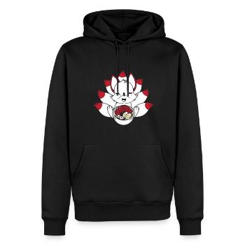 Kitsune Fuchs Kawaii Fuchs Geschenk - Männer Premium Bio Hoodie - Schwarz - Vorne - Nico (187cm)