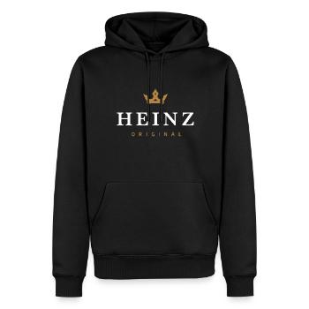 Logo de la famille Heinz Original - Sweat à capuche Premium bio Homme - noir - Devant - Nico (187cm)