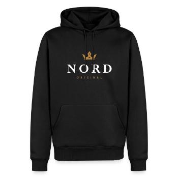 Nord Original Familienlogo - Männer Premium Bio Hoodie - Schwarz - Vorne - Nico (187cm)