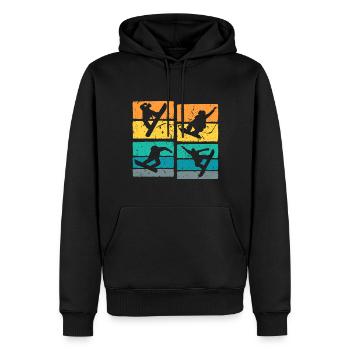 Snowboarder Retro - Männer Premium Bio Hoodie - Schwarz - Vorne - Nico (187cm)