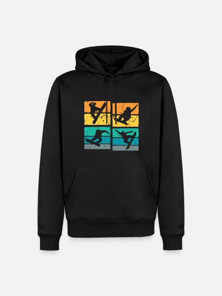 Snowboarder Retro - Männer Premium Bio Hoodie - Schwarz