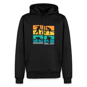 Vintage Bowling - Männer Premium Bio Hoodie - Schwarz - Vorne - Nico (187cm)