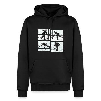 Bowler Silhouette Distressed Bowling - Männer Premium Bio Hoodie - Schwarz - Vorne - Nico (187cm)