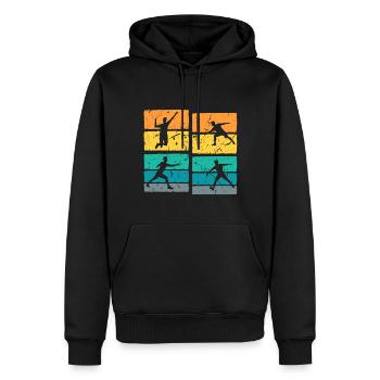 Retro Badminton - Männer Premium Bio Hoodie - Schwarz - Vorne - Nico (187cm)