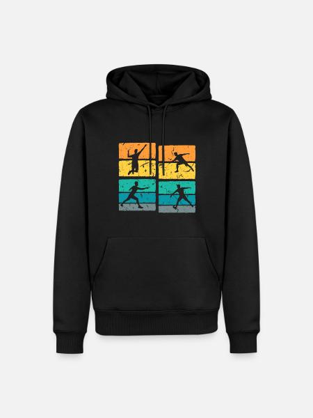 Retro Badminton - Männer Premium Bio Hoodie - Schwarz