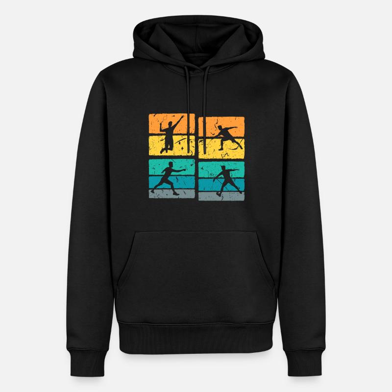 Retro Badminton - Männer Premium Bio Hoodie - Schwarz