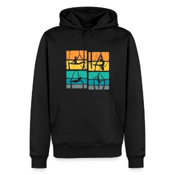Retro Aerial Yoga Luftakrobatin - Männer Premium Bio Hoodie - Schwarz - Vorne - Nico (187cm)
