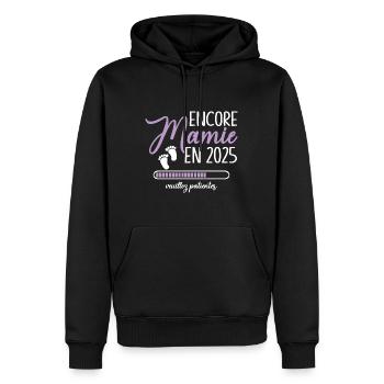 Encore Mamie 2025 Cadeau Future Grand Mère - Sweat à capuche Premium bio Homme - noir - Devant - Nico (187cm)