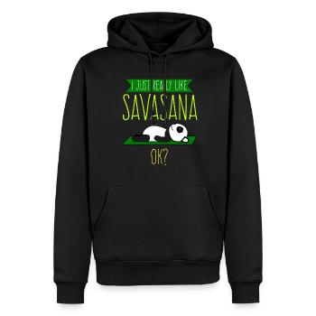 Savasana Panda Pandabär Yoga - Männer Premium Bio Hoodie - Schwarz - Vorne - Nico (187cm)