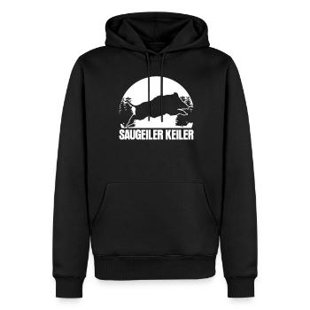 Keiler Geiler Wildsau Jagt Jägerin Jäger - Männer Premium Bio Hoodie - Schwarz - Vorne - Nico (187cm)