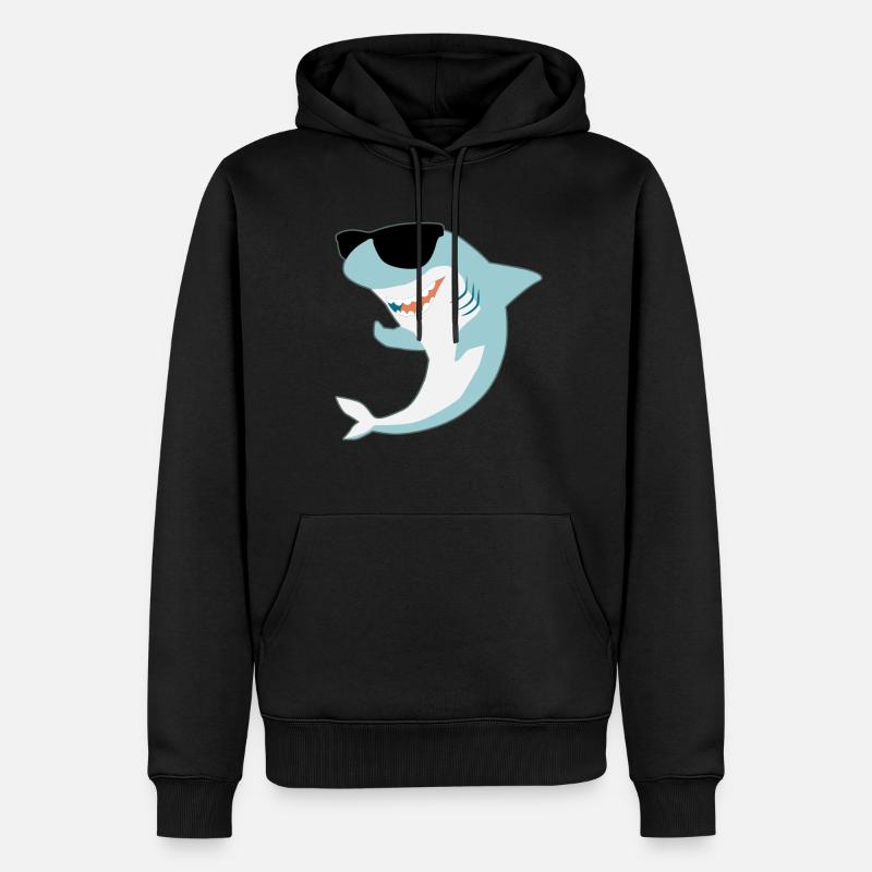 Mégalodon avec lunettes de soleil requin - Sweat à capuche Premium bio Homme - noir