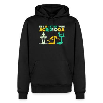 Savasana Acroyoga Retro Acro Yoga - Männer Premium Bio Hoodie - Schwarz - Vorne - Nico (187cm)