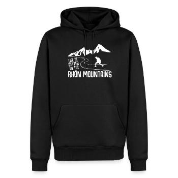 Rhön Wandern Wald Rhöner Berge - Männer Premium Bio Hoodie - Schwarz - Vorne - Nico (187cm)