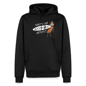 Bockwurst Wurst Positiv Bratwurst - Männer Premium Bio Hoodie - Schwarz - Vorne - Nico (187cm)