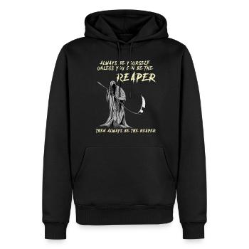 Grim Reaper funny saying - Men’s Premium Organic Hoodie - black - Front - Nico (187cm)