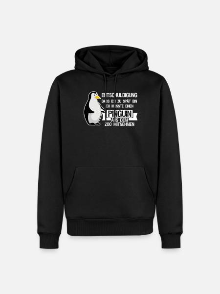 Pinguin Spruch Pinguine - Männer Premium Bio Hoodie - Schwarz