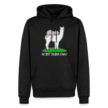Faultier faul mit Alpaka Faultiere - Männer Premium Bio Hoodie - Schwarz - Vorne - Nico (187cm)