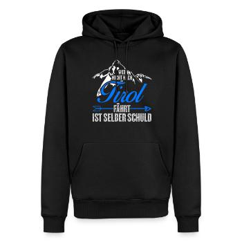 Tyrol Randonnée Vacances Alpinisme Tyrolien - Sweat à capuche Premium bio Homme - noir - Devant - Nico (187cm)
