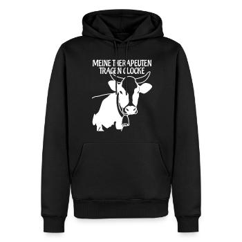 Vache Allgäu avec cloche Allgäuer - Sweat à capuche Premium bio Homme - noir - Devant - Nico (187cm)