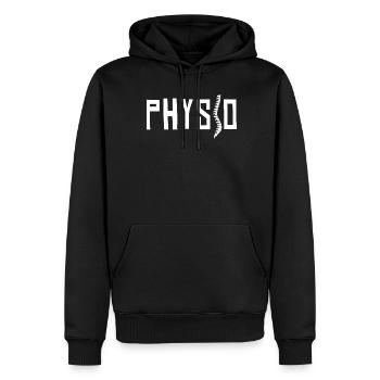 Physio Spine Physiotherapy - Men’s Premium Organic Hoodie - black - Front - Nico (187cm)