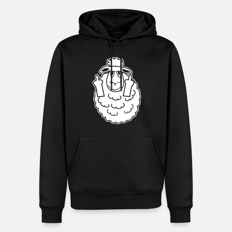 Schäfchen Schafe Mittelfinger Schaf - Männer Premium Bio Hoodie - Schwarz