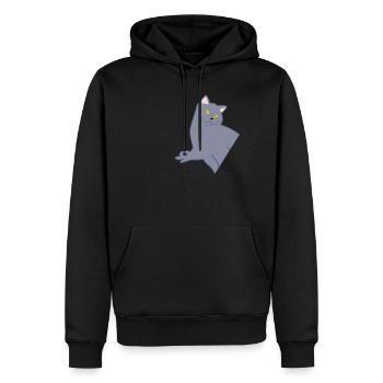 Jeu regardé avec chat Regardé dans - Sweat à capuche Premium bio Homme - noir - Devant - Nico (187cm)