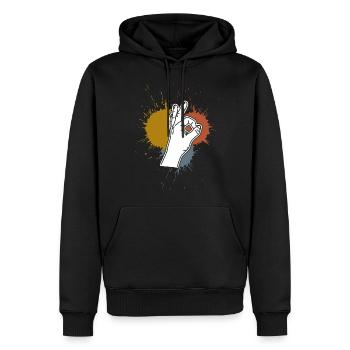 Reingeschaut Retro Flecken Reingeguckt - Männer Premium Bio Hoodie - Schwarz - Vorne - Nico (187cm)