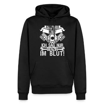 Hubraum Tuner Benzin Turbolader Tuning - Männer Premium Bio Hoodie - Schwarz - Vorne - Nico (187cm)