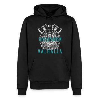Schildmaid Viking Shield Valhalla - Männer Premium Bio Hoodie - Schwarz - Vorne - Nico (187cm)