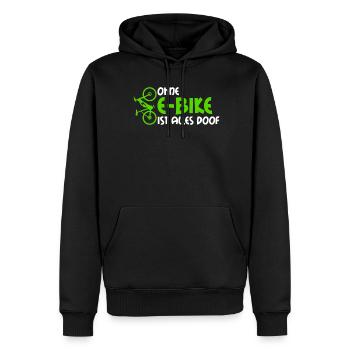 EBike E-MTB elektrisches Fahrrad E-Bike - Männer Premium Bio Hoodie - Schwarz - Vorne - Nico (187cm)