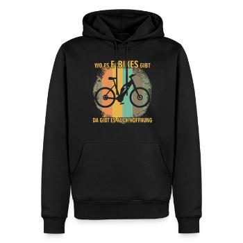 EBike elektrisches Fahrrad Retro E-Bike - Männer Premium Bio Hoodie - Schwarz - Vorne - Nico (187cm)