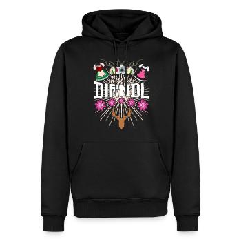 Dirndl Ersatz Reserve Trachtenkleid - Männer Premium Bio Hoodie - Schwarz - Vorne - Nico (187cm)