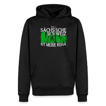 Sächsische Schweiz Urlaub Wandern - Männer Premium Bio Hoodie - Schwarz - Vorne - Nico (187cm)