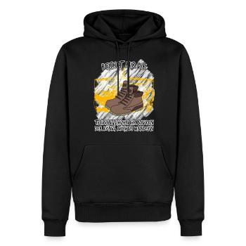 Harz Harzer Wandern Wanderschuhe Brocken - Männer Premium Bio Hoodie - Schwarz - Vorne - Nico (187cm)