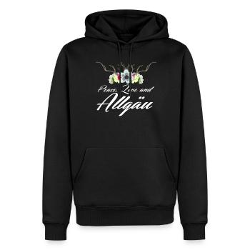 Allgäu Allgäuerin Allgäuer - Männer Premium Bio Hoodie - Schwarz - Vorne - Nico (187cm)