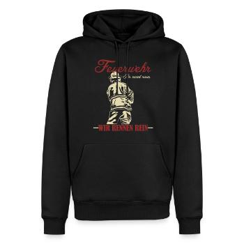 Jugendfeuerwehr Wir rennen rein - Männer Premium Bio Hoodie - Schwarz - Vorne - Nico (187cm)