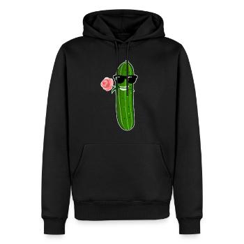Gurke mit Rose und Sonnenrille Gurken - Männer Premium Bio Hoodie - Schwarz - Vorne - Nico (187cm)