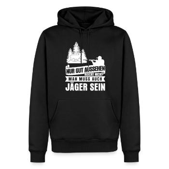 Jägerin Jäger Jagdschein Jagd Jagen - Männer Premium Bio Hoodie - Schwarz - Vorne - Nico (187cm)