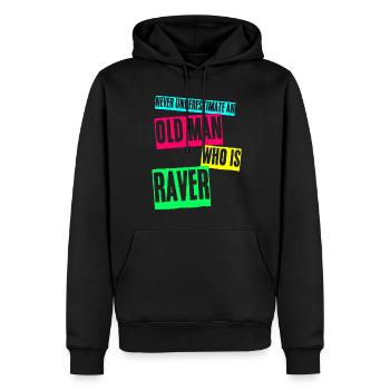 Raver Festival Old Man Techno Rave - Männer Premium Bio Hoodie - Schwarz - Vorne - Nico (187cm)