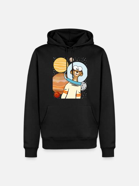 Meerkat astronaut in space - Men’s Premium Organic Hoodie - black