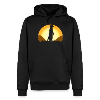 Erdmännchen Sonnenuntergang Meerkats - Männer Premium Bio Hoodie - Schwarz - Vorne - Nico (187cm)