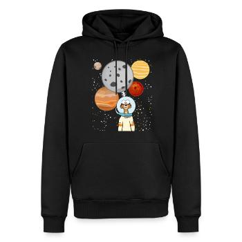 Planètes spatiales des astronautes suricates - Sweat à capuche Premium bio Homme - noir - Devant - Nico (187cm)